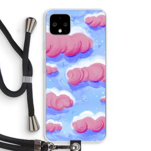 Roze wolken met vogels: Pixel 4 XL Transparant Hoesje met koord