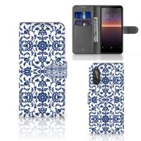 Sony Xperia 10 II Hoesje Flower Blue | Portemonnee hoesje