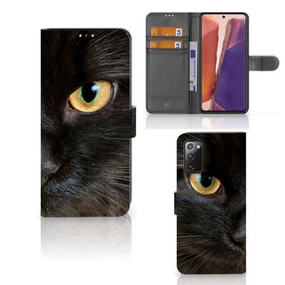 Samsung Galaxy Note 20 | Telefoonhoesje | Met pasjeshouder | Zwarte Kat