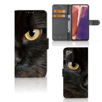 Samsung Galaxy Note 20 | Telefoonhoesje | Met pasjeshouder | Zwarte Kat