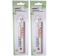 Kunststof Thermometer Wit voor binnen of buiten set van 2 stuks Kunststof Thermometer Wit voor binnen of buiten set van 2 stuks
