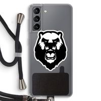 Angry Bear (white): Samsung Galaxy S21 Transparant Hoesje met koord