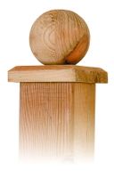 Paalornament hout bol paalkap voor tuinpaal 80mm - thumbnail