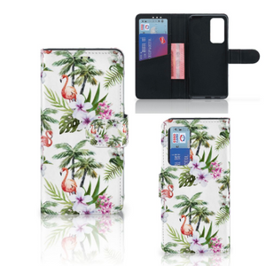 Huawei P40 Telefoonhoesje met Pasjes Flamingo Palms