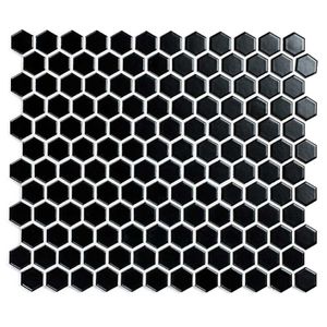 Porcelain Vintage Black Matt mozaiek hexagon 23x26 mm zwart mat