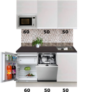 Kitchenette 160cm greeploos wit met koelkast en vaatwasser RAI-550 - thumbnail