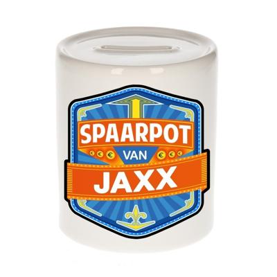 Kinder spaarpot met naam - Jaxx - keramiek - met dop - wit - Sparen - Spaargeld van Jaxx