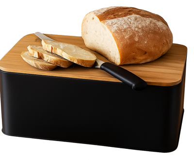 Cookinglife Broodtrommel met Plank - Mat Zwart
