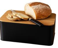 Cookinglife Broodtrommel met Plank - Mat Zwart Cookinglife Broodtrommel met Plank - Mat Zwart