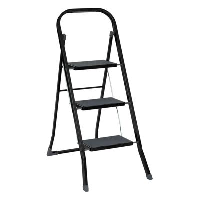 Huishoudtrapje - inklapbaar - met 3 treden - metaal - Lengte 105 cm - opstap trapje - zwart