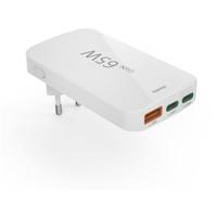Hama Snellader 2x USB-C 1x USB-A platte mini-oplader PD 65 W Oplader Wit
