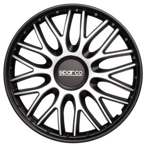 4-Delige Sparco Wieldoppenset Roma 16-inch zilver/zwart SP1696SVBK