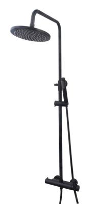 Wiesbaden Caral douche-opbouwset + thermostaatkraan mat-zwart