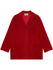 Gucci chemise en velours à motif monogrammé - Rouge