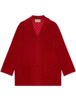 Gucci chemise en velours à motif monogrammé - Rouge