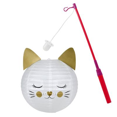 St. Maarten lampion met stokje - kat / poes thema - sint maarten - 11 november lichtje
