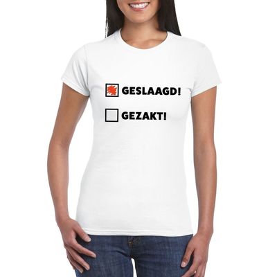 Geslaagd/ gezakt t-shirt wit dames