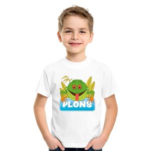 T-shirt wit voor kinderen met Plons de kikker XL (158-164)  -