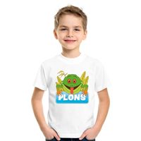 T-shirt wit voor kinderen met Plons de kikker XL (158-164)  -