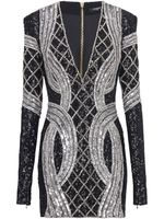 Balmain robe à broderies en all over - Noir