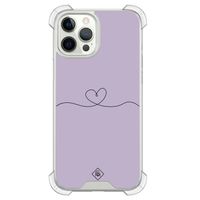 iPhone 12 (Pro) shockproof hoesje - Hart lila