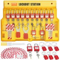 VEVOR elektrische lockout-tagout-set, 60-delig beveiligingslockout-tagout-station inclusief hangsloten, grendels, tags, nylon banden, uitbreidingsset en lockout-stationbord