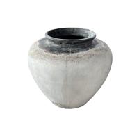 Jinsu Witte ronde GRC pot met donkere rand M