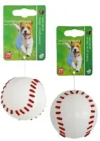 Boon piepende honkbal hondenspeeltje wit 8cm - thumbnail