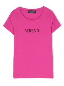 Versace Kids t-shirt à logo strassé - Rose