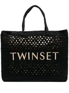 TWINSET sac porté épaule à logo brodé - Noir