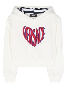 Versace Kids hoodie en coton à logo brodé - Blanc