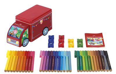 Faber Castell Viltstiften Connector - 33 stuks met 10 clips in 'vrachtwagen'