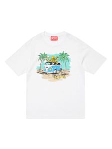 Diesel Kids t-shirt en coton à imprimé graphique - Blanc