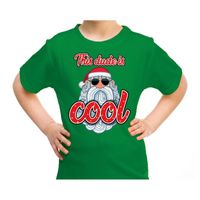 Fout kerst shirt stoere santa this dude is cool groen voor kids - thumbnail