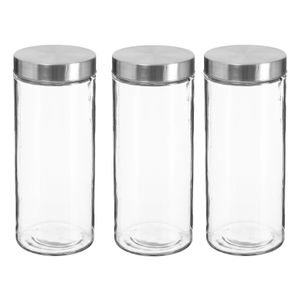 3x stuks voorraadbussen/voorraadpotten 2L glas met RVS deksel