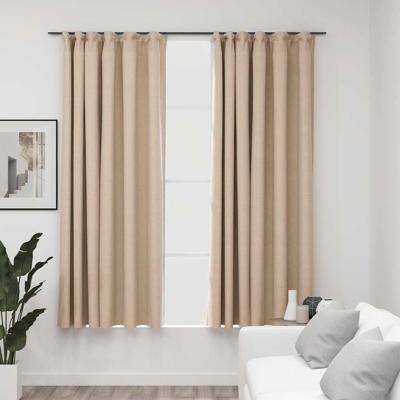 VidaXL Gordijnen linnen-look verduisterend haken 2 st 140x175 cm beige