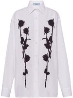 Prada chemise brodée en popeline - Blanc