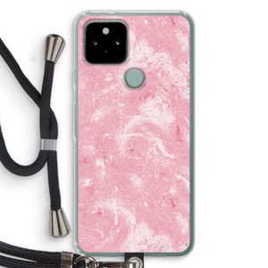 Abstract Painting Pink: Pixel 5 Transparant Hoesje met koord