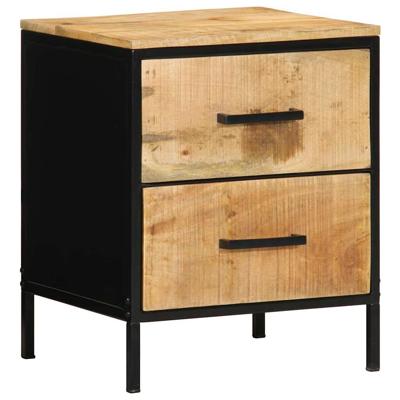 Nachtkastje Bruin en zwart 40 x 35 x 50 cm massief mangohout