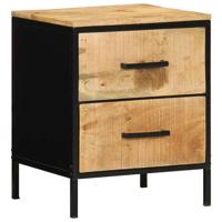 Nachtkastje Bruin en zwart 40 x 35 x 50 cm massief mangohout