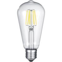 LED Lamp - Filament - Trion Kalon - E27 Fitting - 6W - Warm Wit 2700K - Transparent Helder - Aluminium - thumbnail