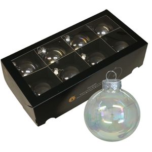 Kerstballen - 8x stuks - transparant parelmoer - glas - 8 cm