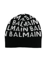 Balmain Kids bonnet en maille à logo intarsia - Noir - thumbnail