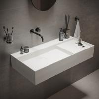 Wastafel Ideavit Solidbliss 90x45x16 cm Solid Surface 1 Plateau Mat Wit
