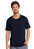 Heren pyjama shirt korte mouw - Donkerblauw - 100% katoenen los pyjamashirt voor heren