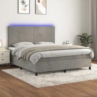 Boxspring met matras en LED fluweel lichtgrijs 180x200 cm