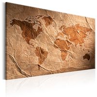 Schilderij - Papieren Wereldkaart
