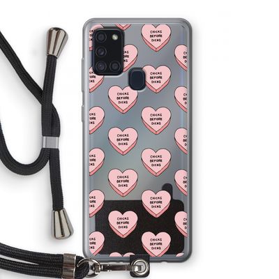 Chicks before dicks: Samsung Galaxy A21s Transparant Hoesje met koord