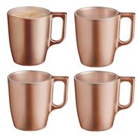 Koffiemokken Monaco - 4x stuks - Hard Glas - caramel bruin - 250 ml - 9 cm - Flashy metallic finish Koffiemokken Monaco - 4x stuks - Hard Glas - caramel bruin - 250 ml - 9 cm - Flashy metallic finish