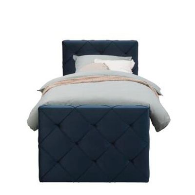 Boxspring met opbergruimte en voetbord Liv geruit - blauw - 90x200cm - Leen Bakker